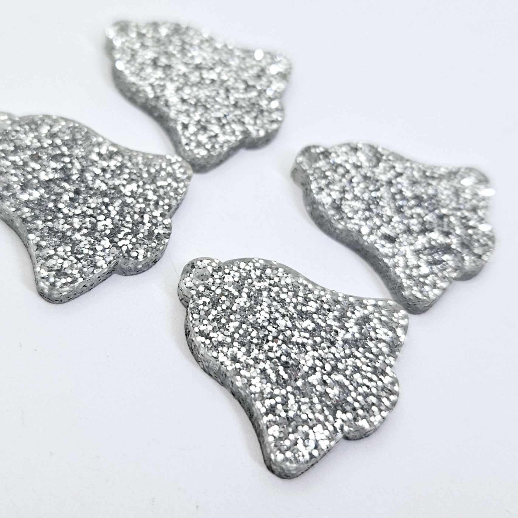 silver glitter bells red pink mirror bows Christmas Xmas DIY earring supplies laser cut acrylic dangles blanks layered hoops