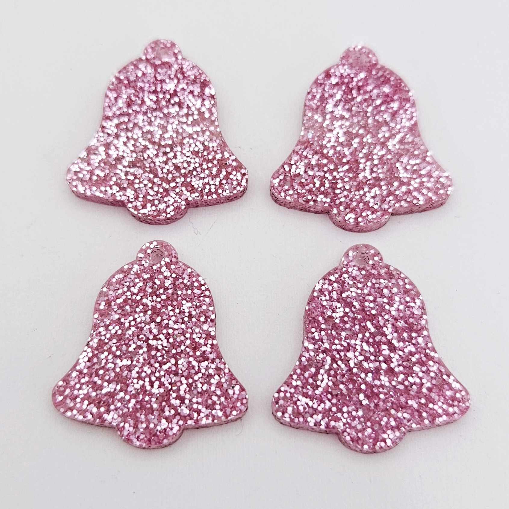 pink glitter bells silver mirror bows Christmas Xmas DIY earring supplies laser cut acrylic dangles blanks layered hoops