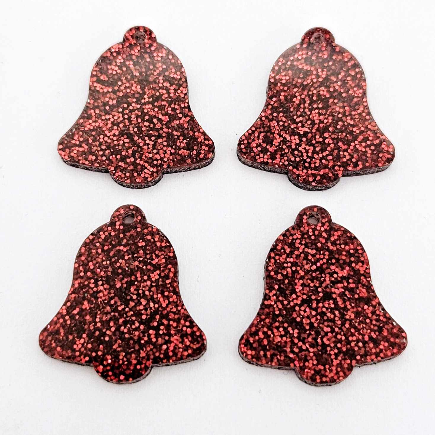 red glitter bells silver gold mirror bows Christmas Xmas DIY earring supplies laser cut acrylic dangles blanks layered hoops