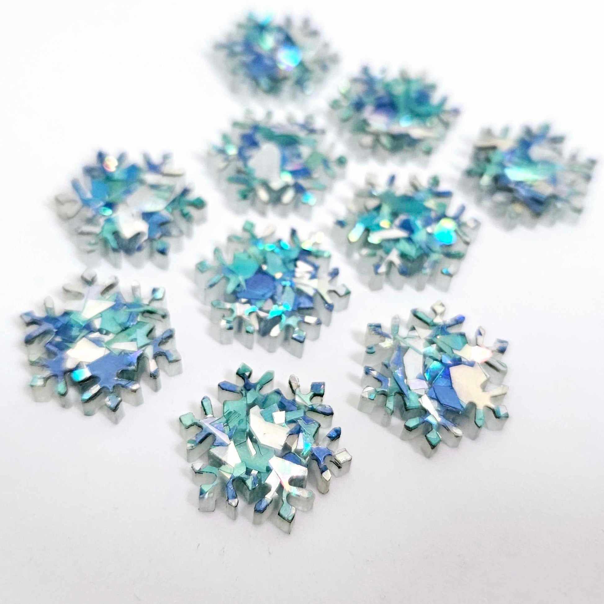 chunky aqua glitter blue silver snowflakes Christmas Xmas DIY earring supplies laser cut acrylic studs blanks findings