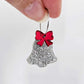 silver glitter bells red pink mirror bows Christmas Xmas DIY earring supplies laser cut acrylic dangles blanks layered hoops