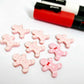 pastel pink gingerbread men Christmas Xmas DIY earring supplies laser cut acrylic studs blanks engraved paint fill
