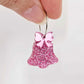 pink glitter bells silver mirror bows Christmas Xmas DIY earring supplies laser cut acrylic dangles blanks layered hoops