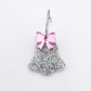 silver glitter bells red pink mirror bows Christmas Xmas DIY earring supplies laser cut acrylic dangles blanks layered hoops