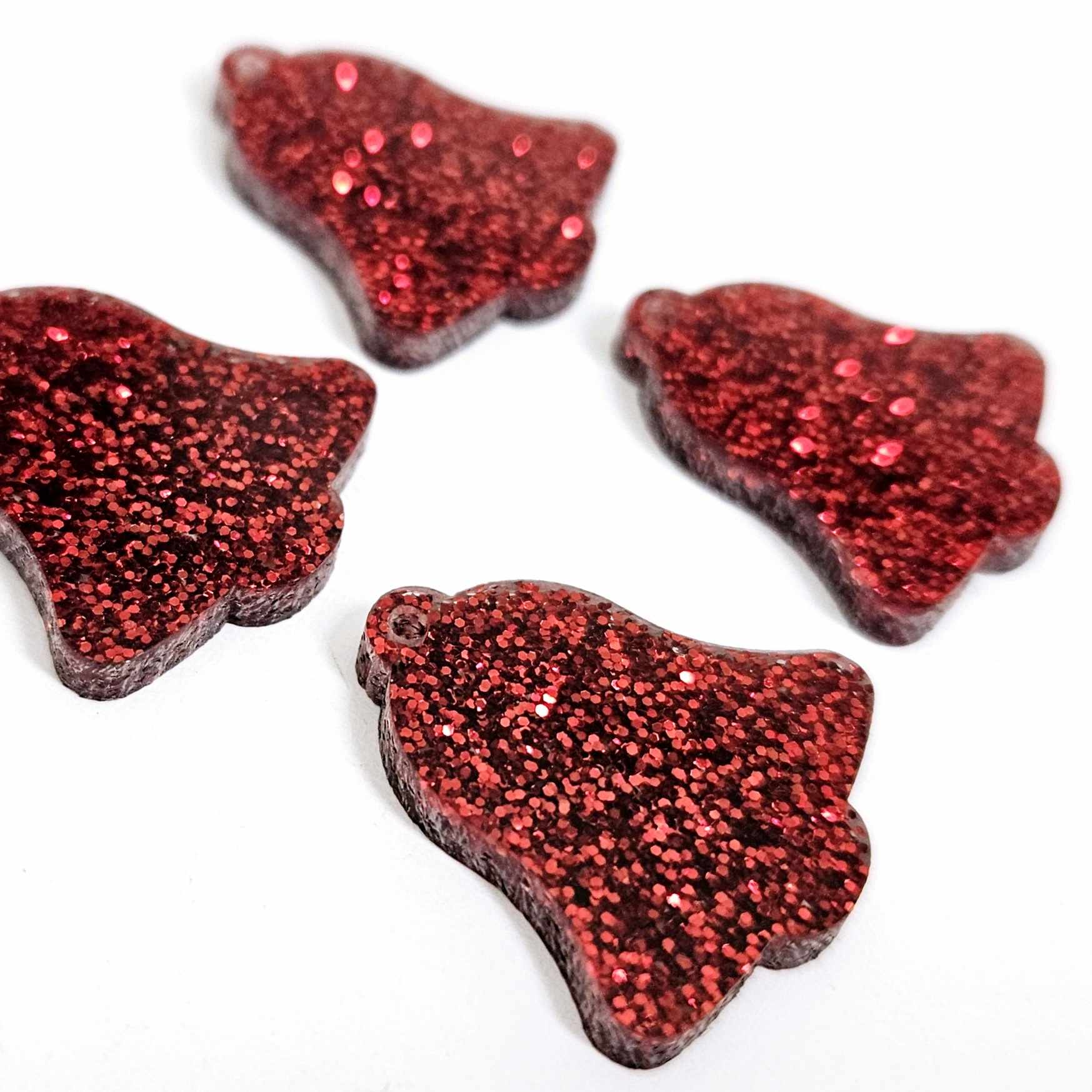 red glitter bells silver gold mirror bows Christmas Xmas DIY earring supplies laser cut acrylic dangles blanks layered hoops