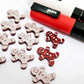 red glitter gingerbread men Christmas Xmas DIY earring supplies laser cut acrylic studs blanks engraved paint fill mixed pack