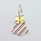 stripy red green gold bells bows Christmas Xmas UV printed DIY earring supplies laser cut acrylic dangles blanks layered hoops