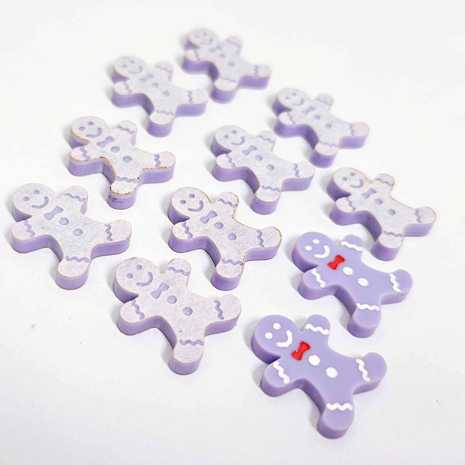 pastel purple gingerbread men Christmas Xmas DIY earring supplies laser cut acrylic studs blanks engraved paint fill