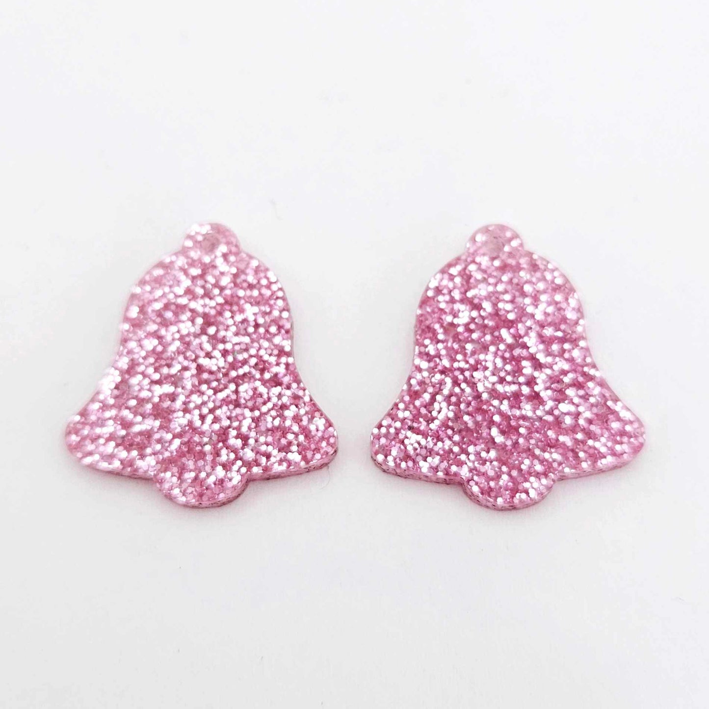 pink glitter bells silver mirror bows Christmas Xmas DIY earring supplies laser cut acrylic dangles blanks layered hoops