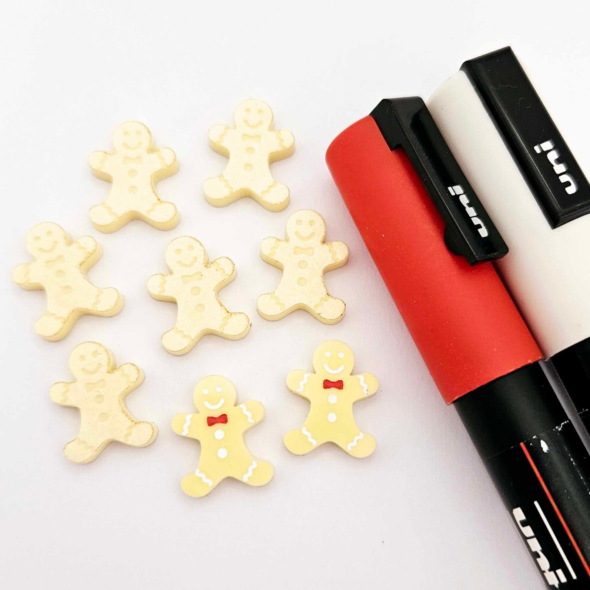 pastel yellow gingerbread men Christmas Xmas DIY earring supplies laser cut acrylic studs blanks engraved paint fill