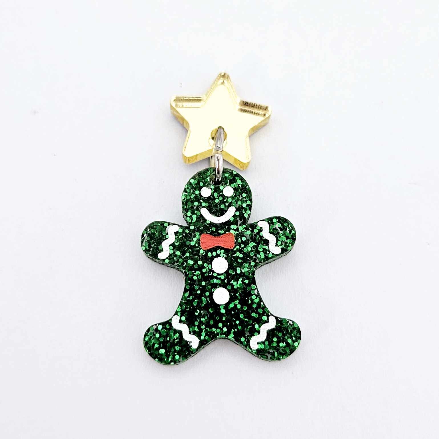 green glitter gingerbread men Christmas Xmas DIY earring supplies laser cut acrylic mini small petite dangles blanks engraved paint fill kids