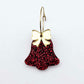 red glitter bells silver gold mirror bows Christmas Xmas DIY earring supplies laser cut acrylic dangles blanks layered hoops