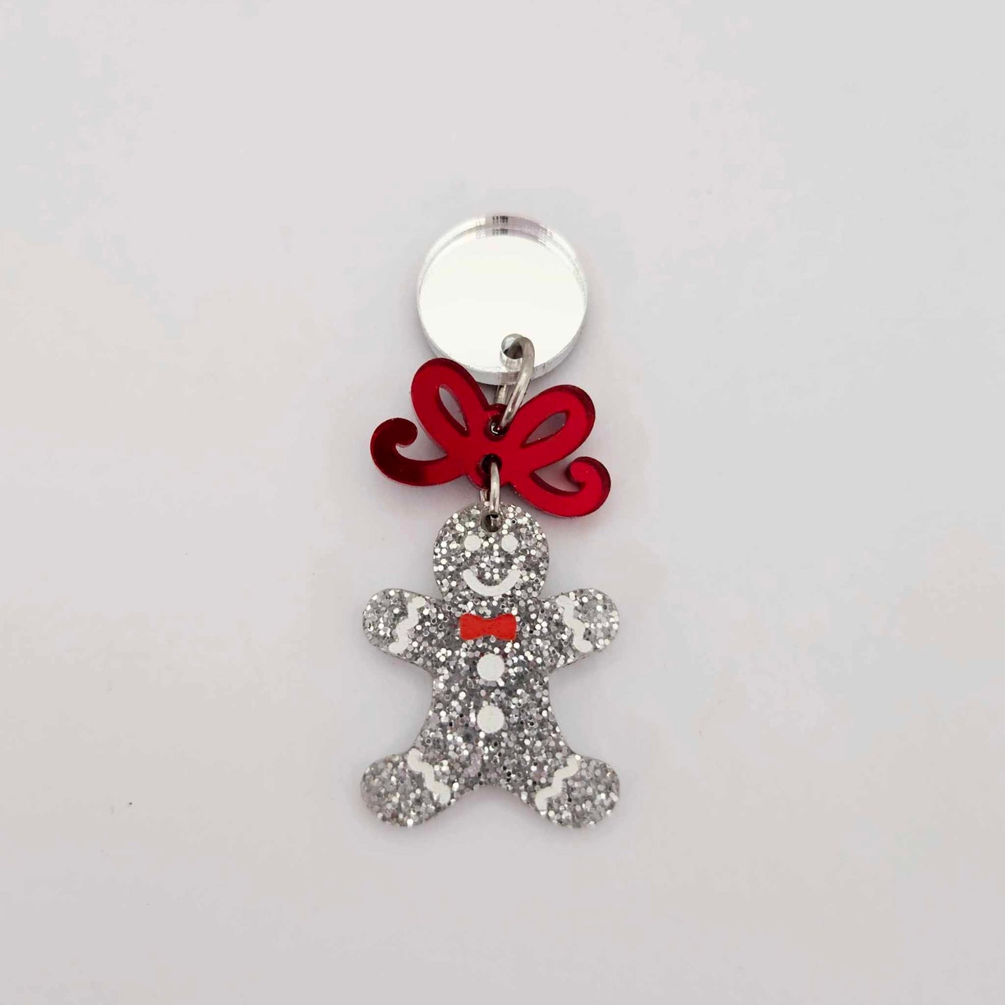 silver glitter gingerbread men Christmas Xmas DIY earring supplies laser cut acrylic mini small petite dangles blanks engraved paint fill kids