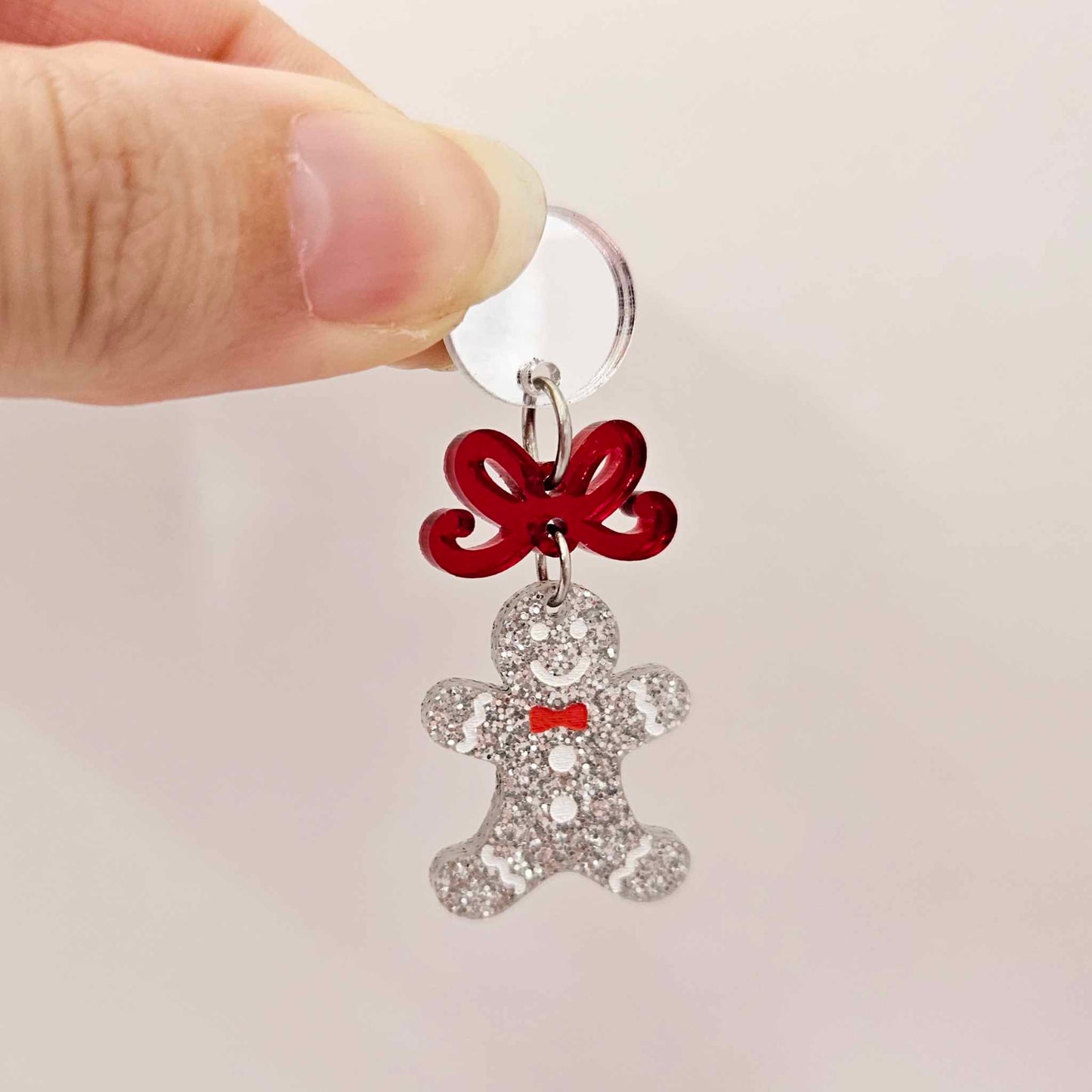 silver glitter gingerbread men Christmas Xmas DIY earring supplies laser cut acrylic mini small petite dangles blanks engraved paint fill kids