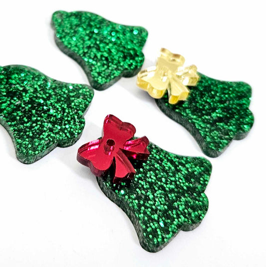 green glitter bells red gold mirror bows Christmas Xmas DIY earring supplies laser cut acrylic dangles blanks layered hoops