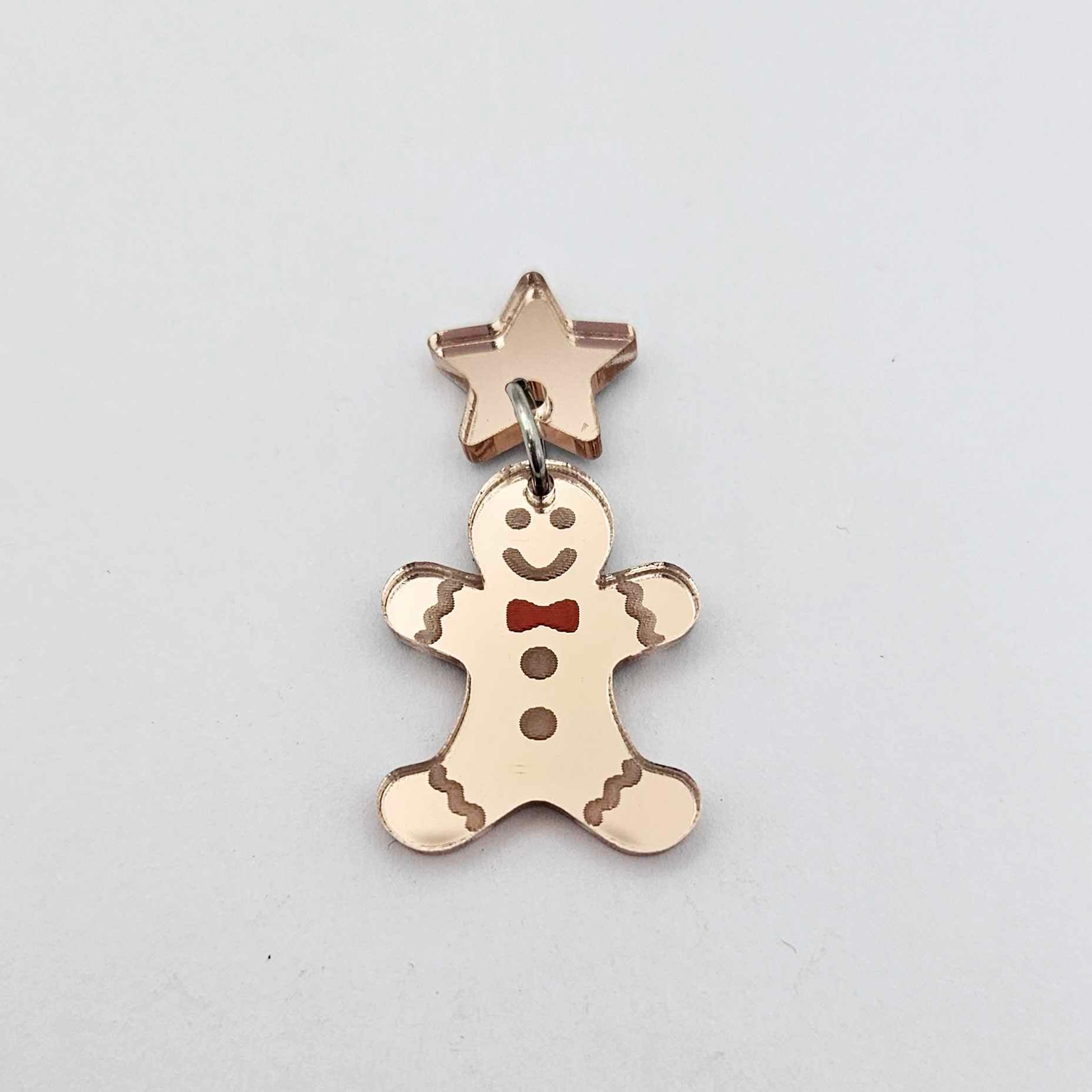 rose gold mirror gingerbread men Christmas Xmas DIY earring supplies laser cut acrylic mini small petite dangles blanks engraved paint fill kids