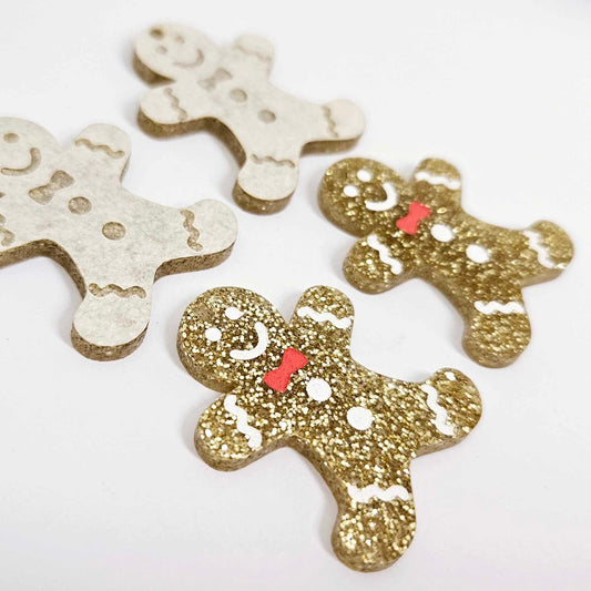 gold glitter gingerbread men Christmas Xmas DIY earring supplies laser cut acrylic dangles blanks engraved paint fill
