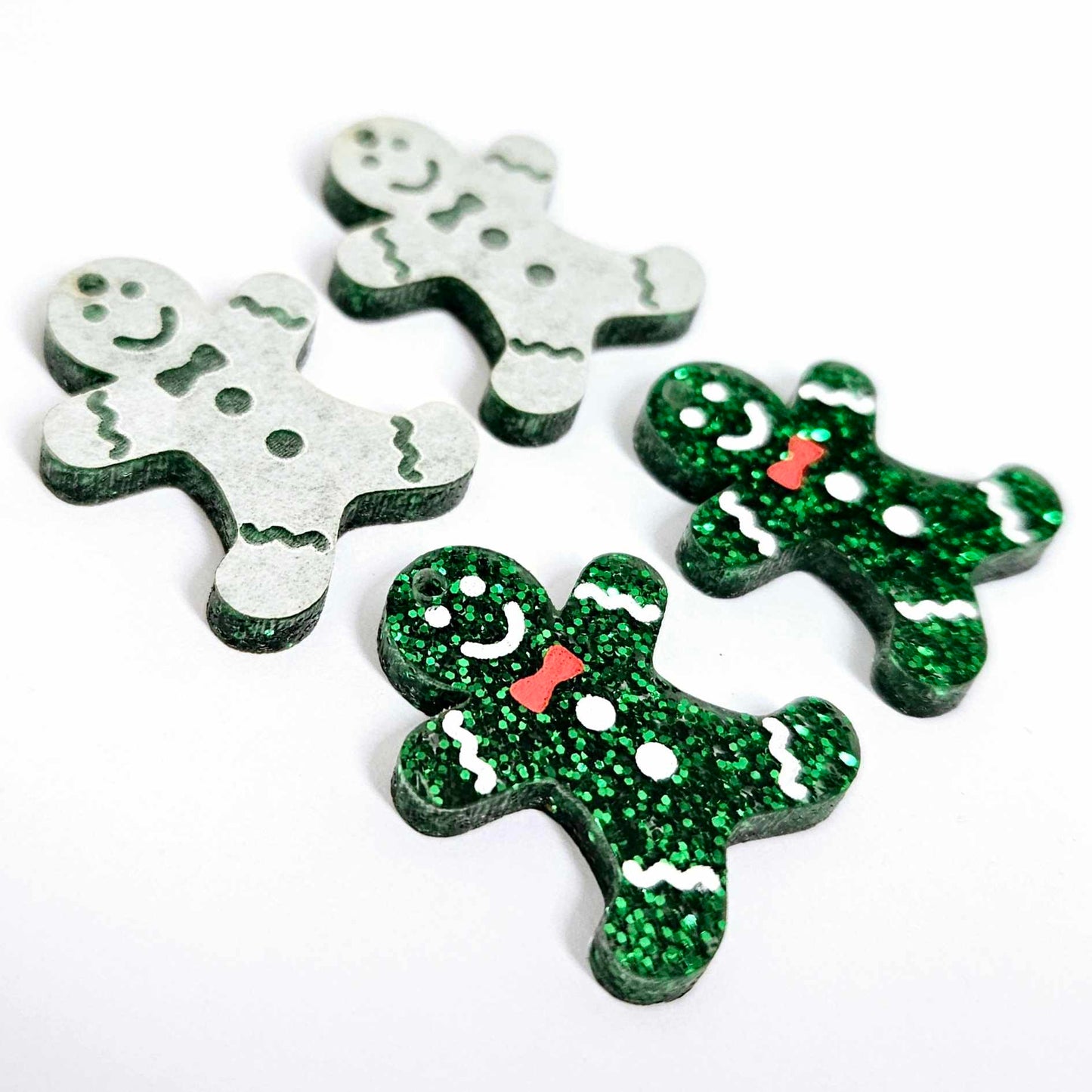 green glitter gingerbread men Christmas Xmas DIY earring supplies laser cut acrylic mini small petite dangles blanks engraved paint fill kids