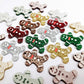 copper bronze brown gold red green silver glitter gingerbread men Christmas Xmas DIY earring supplies laser cut acrylic mini small petite dangles blanks engraved paint fill kids mixed pack