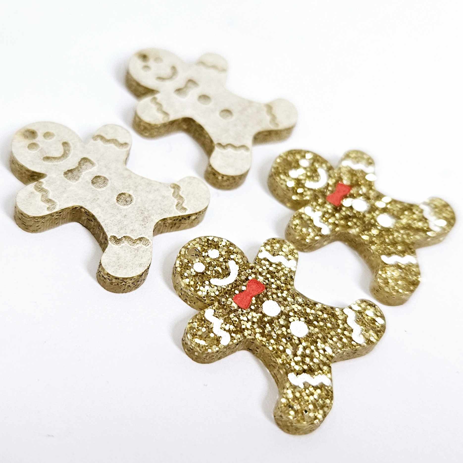 gold glitter gingerbread men Christmas Xmas DIY earring supplies laser cut acrylic mini small petite dangles blanks engraved paint fill kids