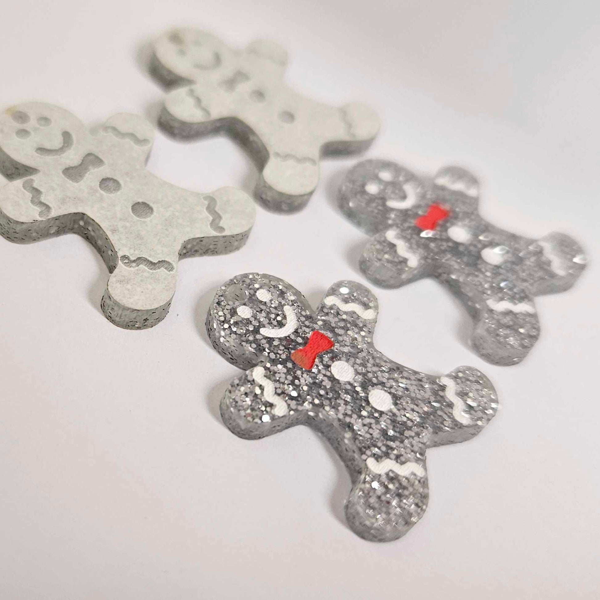 silver glitter gingerbread men Christmas Xmas DIY earring supplies laser cut acrylic mini small petite dangles blanks engraved paint fill kids