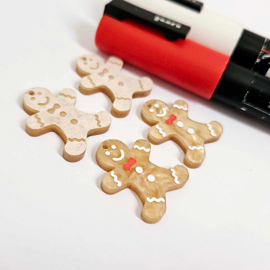 gold brown pearl marble gingerbread men Christmas Xmas DIY earring supplies laser cut acrylic mini small petite dangles blanks engraved paint fill kids