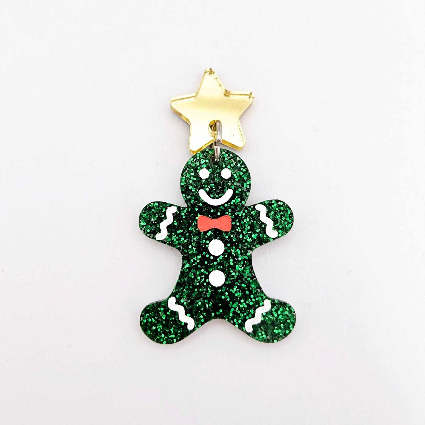 green glitter gingerbread men Christmas Xmas DIY earring supplies laser cut acrylic dangles blanks engraved paint fill