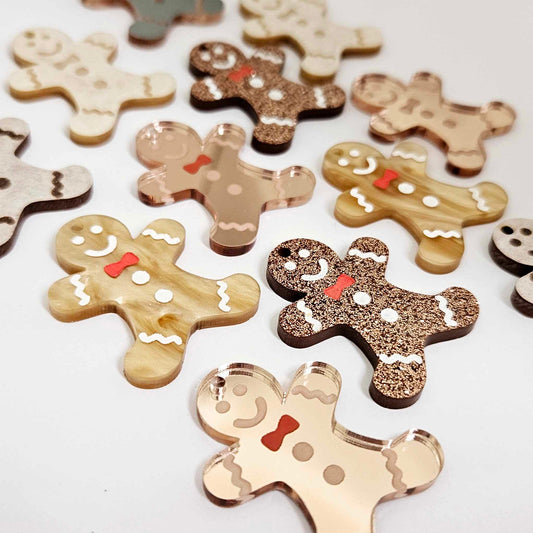 rose gold mirror copper bronze glitter caramel marble gingerbread men Christmas Xmas DIY earring supplies laser cut acrylic dangles blanks engraved paint fill mixed pack traditional colours