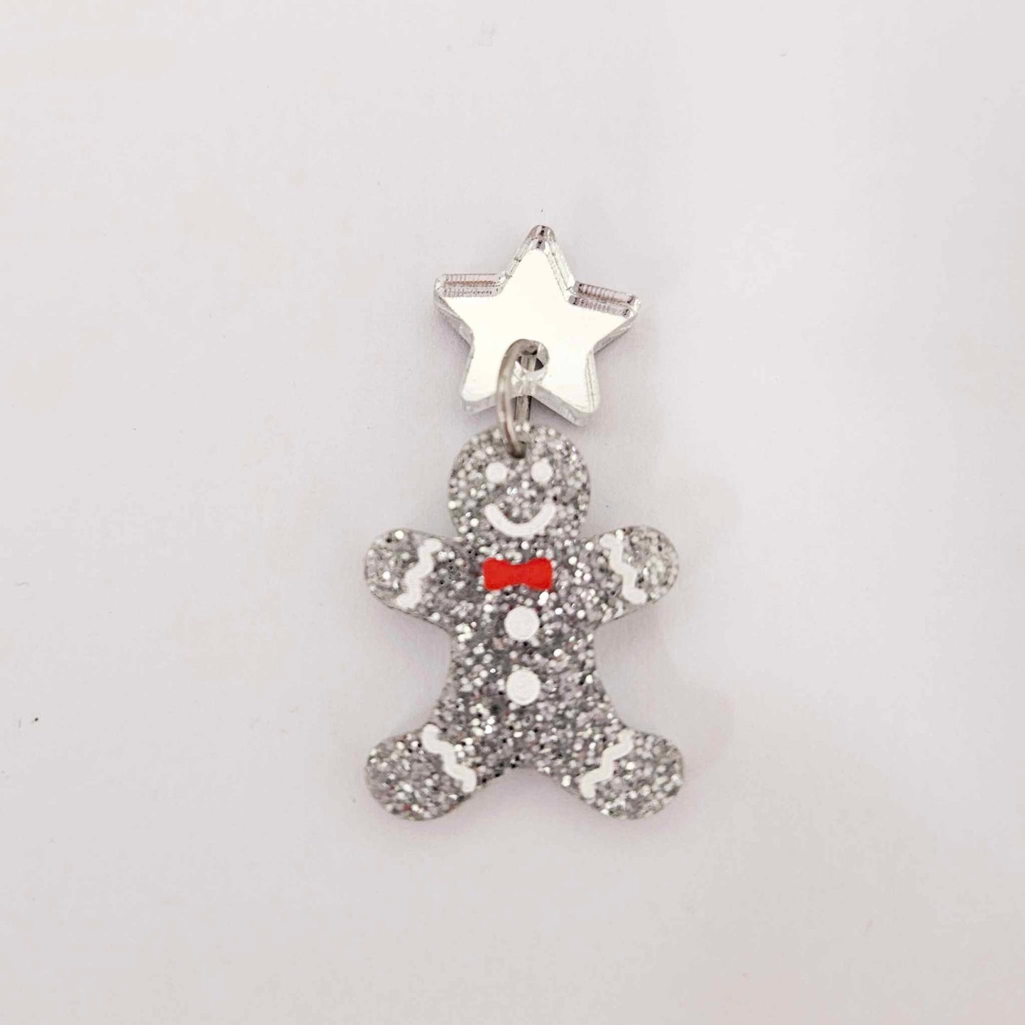 silver glitter gingerbread men Christmas Xmas DIY earring supplies laser cut acrylic mini small petite dangles blanks engraved paint fill kids