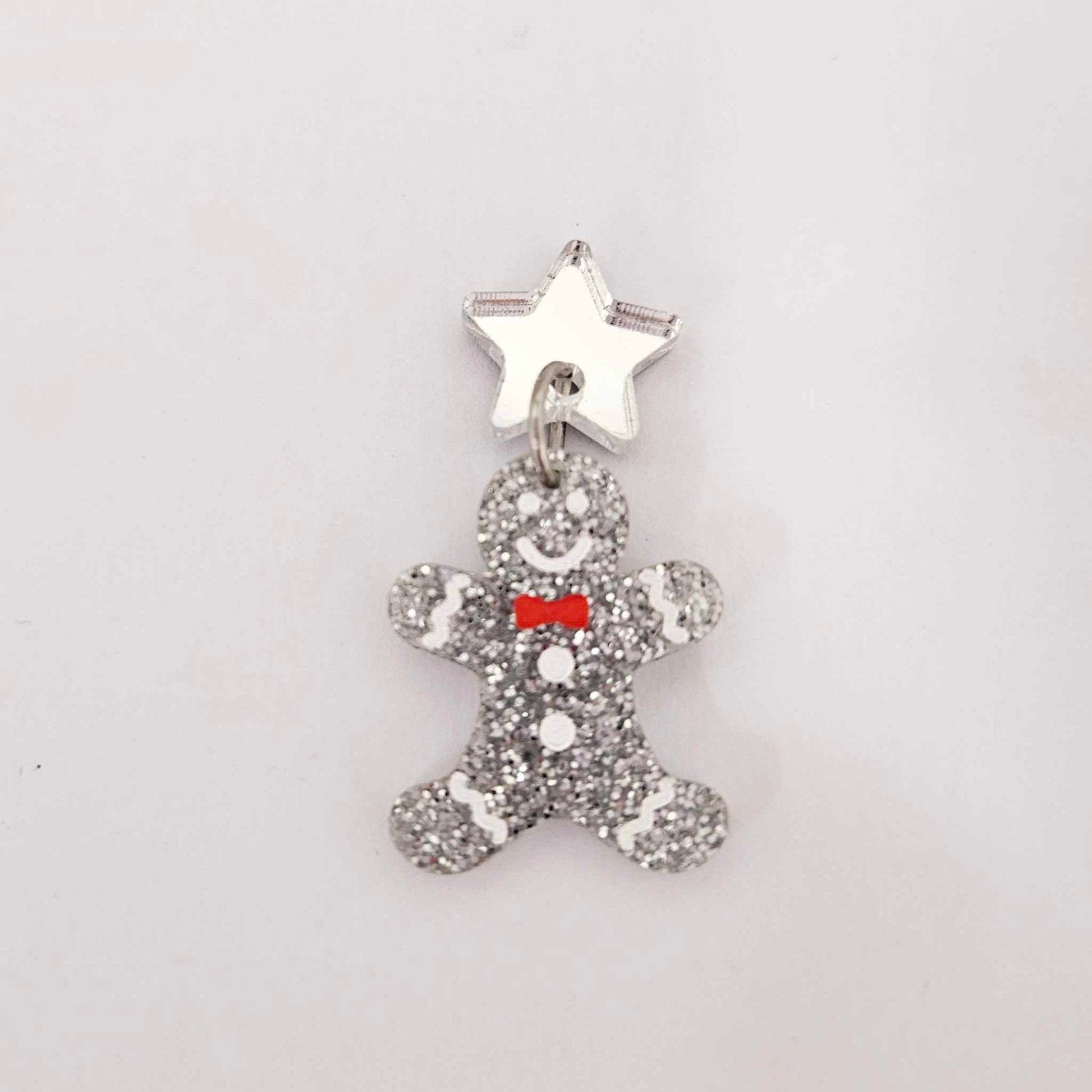 silver glitter gingerbread men Christmas Xmas DIY earring supplies laser cut acrylic mini small petite dangles blanks engraved paint fill kids