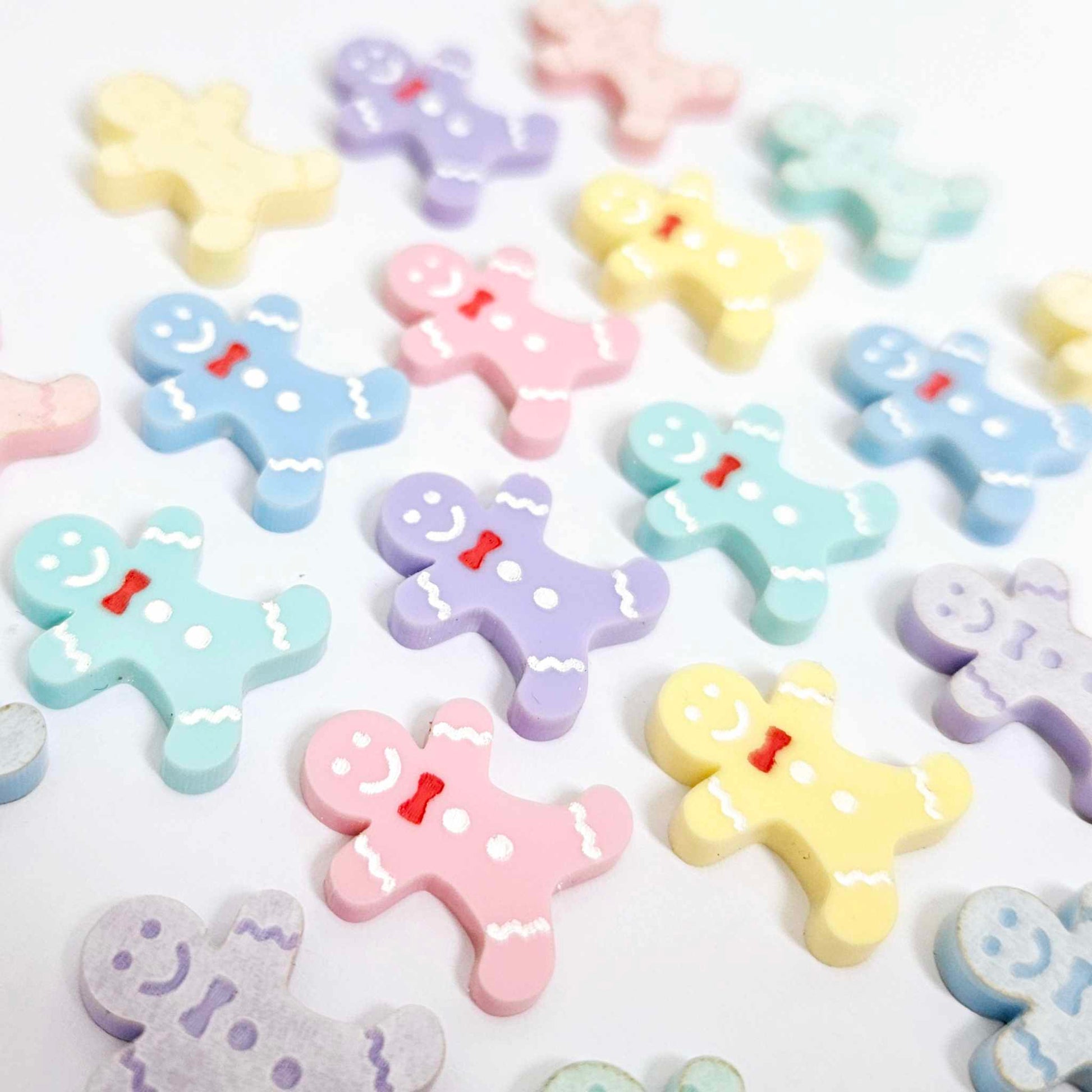 pastel turquoise pink purple blue yellow aqua gingerbread men Christmas Xmas DIY earring supplies laser cut acrylic studs blanks engraved paint fill mixed pack