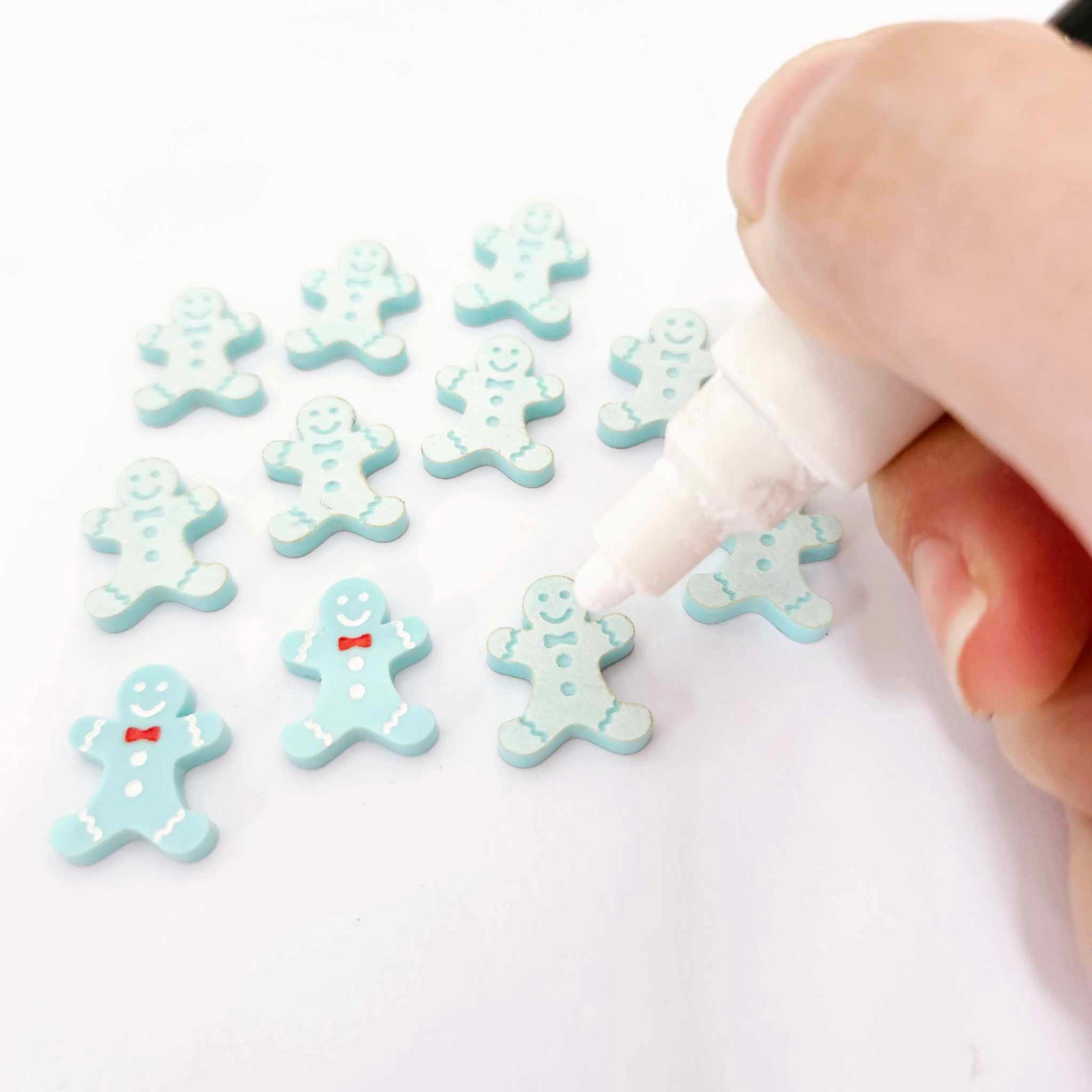 pastel turquoise aqua gingerbread men Christmas Xmas DIY earring supplies laser cut acrylic studs blanks engraved paint fill