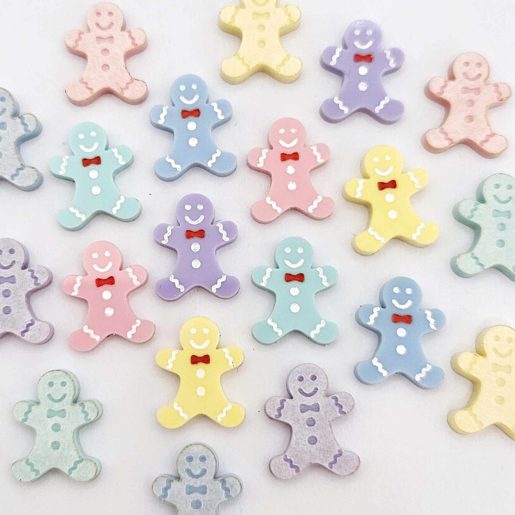 pastel turquoise pink purple blue yellow aqua gingerbread men Christmas Xmas DIY earring supplies laser cut acrylic studs blanks engraved paint fill mixed pack
