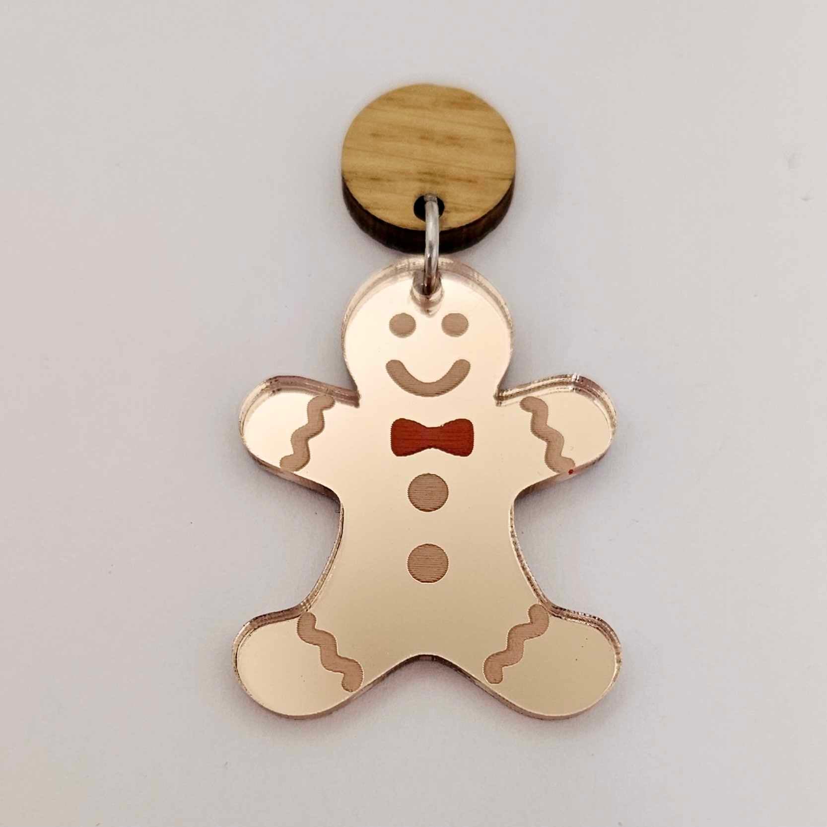 rose gold mirror gingerbread men Christmas Xmas DIY earring supplies laser cut acrylic dangles blanks engraved paint fill