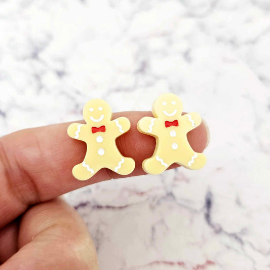 pastel yellow gingerbread men Christmas Xmas DIY earring supplies laser cut acrylic studs blanks engraved paint fill