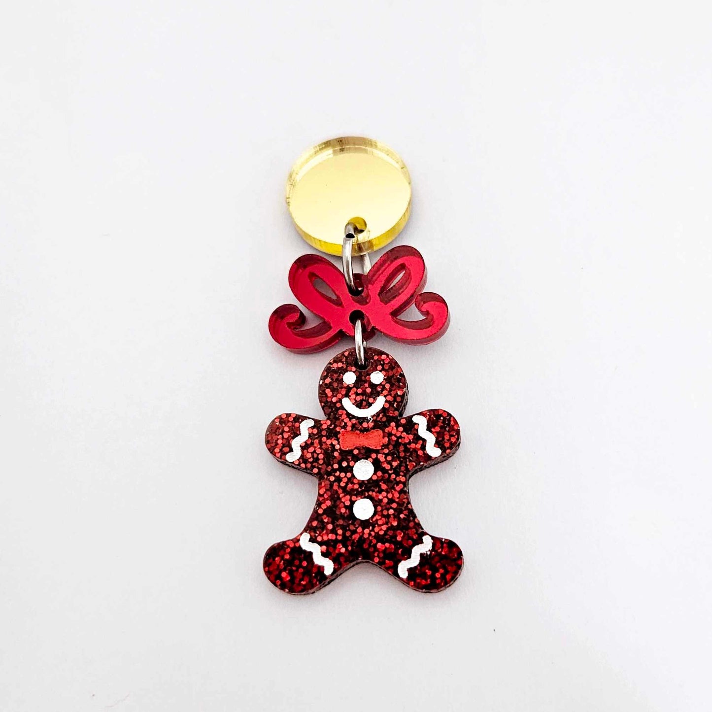 red glitter gingerbread men Christmas Xmas DIY earring supplies laser cut acrylic mini small petite dangles blanks engraved paint fill kids