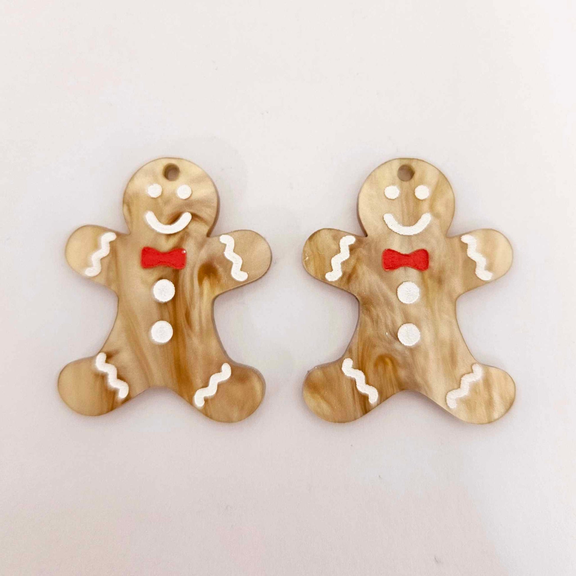 gold brown marble gingerbread men Christmas Xmas DIY earring supplies laser cut acrylic dangles blanks engraved paint fill