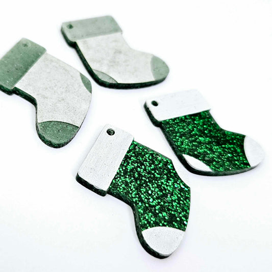 green glitter stockings Christmas DIY earring supplies laser cut acrylic dangles blanks engraved paint fill craft