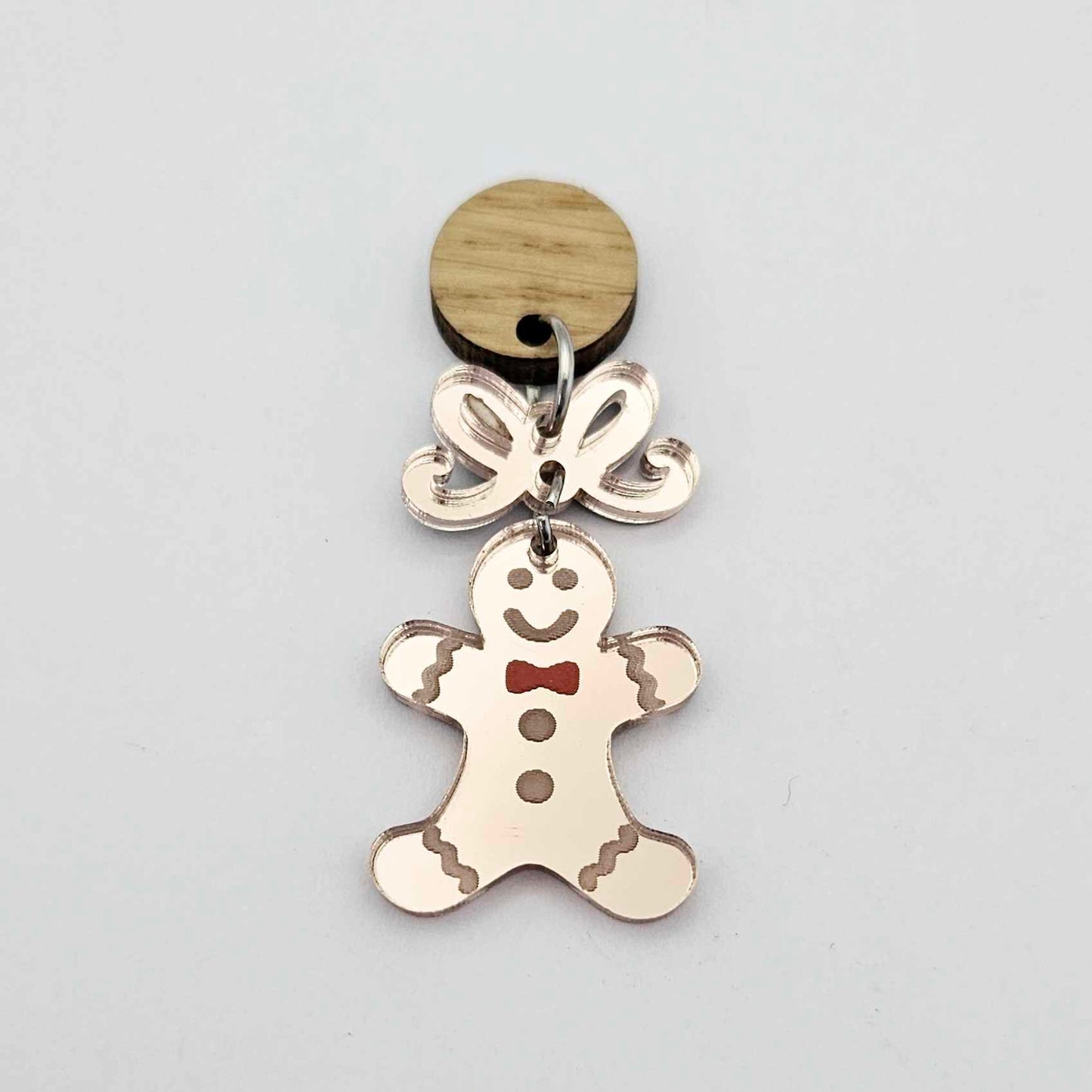 rose gold mirror gingerbread men Christmas Xmas DIY earring supplies laser cut acrylic mini small petite dangles blanks engraved paint fill kids