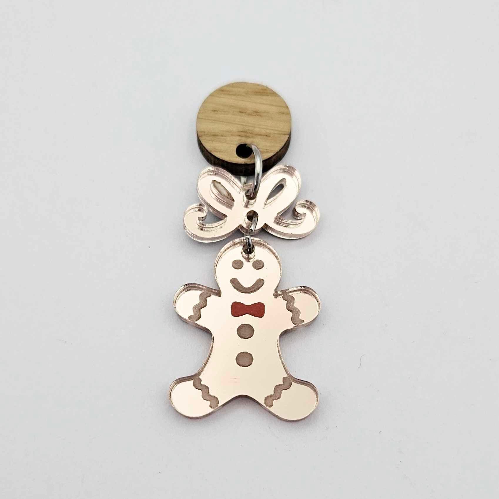 rose gold mirror gingerbread men Christmas Xmas DIY earring supplies laser cut acrylic mini small petite dangles blanks engraved paint fill kids