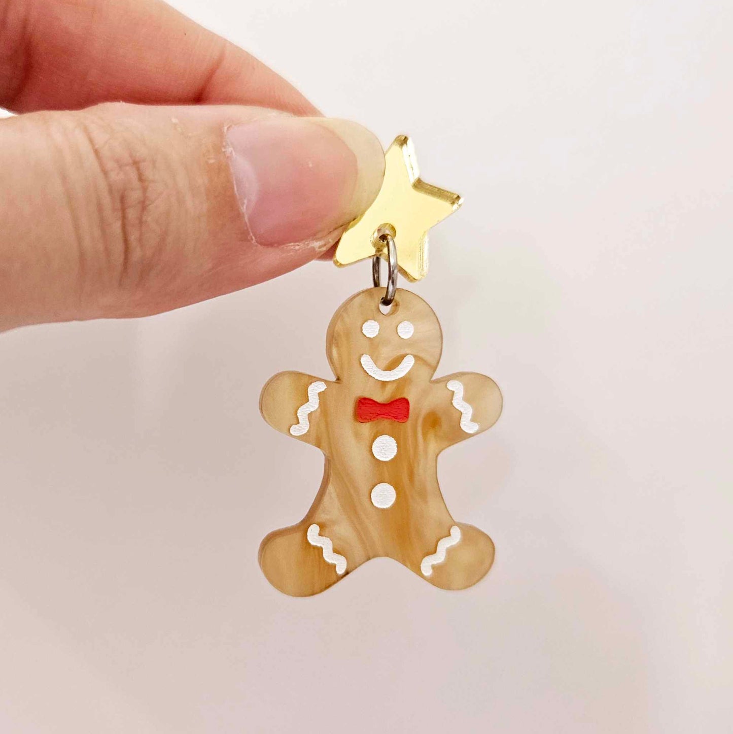 gold brown marble gingerbread men Christmas Xmas DIY earring supplies laser cut acrylic dangles blanks engraved paint fill