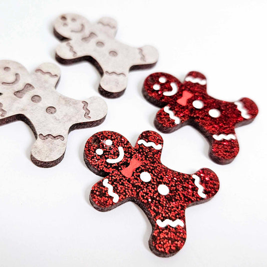 red glitter gingerbread men Christmas Xmas DIY earring supplies laser cut acrylic dangles blanks engraved paint fill