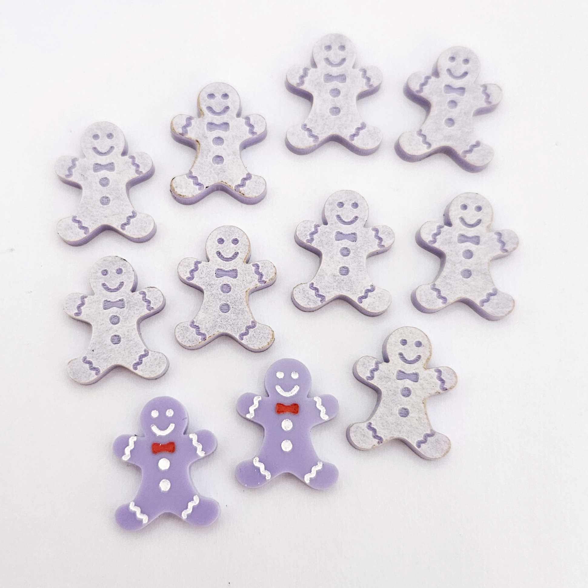 pastel purple gingerbread men Christmas Xmas DIY earring supplies laser cut acrylic studs blanks engraved paint fill