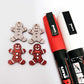 red glitter gingerbread men Christmas Xmas DIY earring supplies laser cut acrylic mini small petite dangles blanks engraved paint fill kids