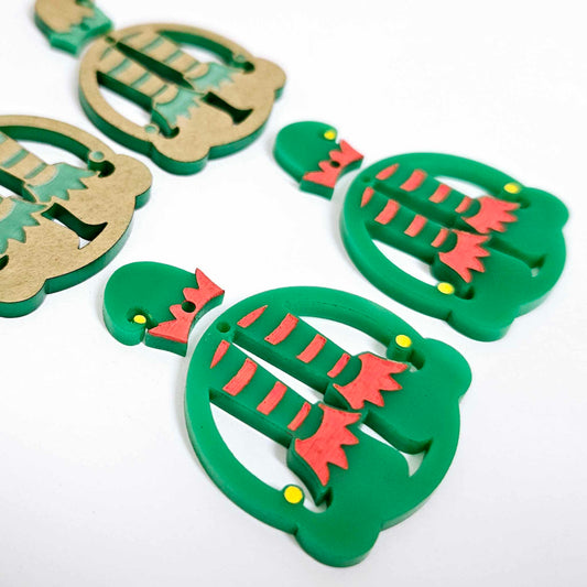 green acrylic laser cut elf earring blanks dangles paint fill engraved hoops DIY supplies