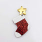 red glitter stockings Christmas DIY earring supplies laser cut acrylic dangles blanks engraved paint fill craft