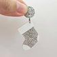 silver glitter stockings Christmas DIY earring supplies laser cut acrylic dangles blanks engraved paint fill craft