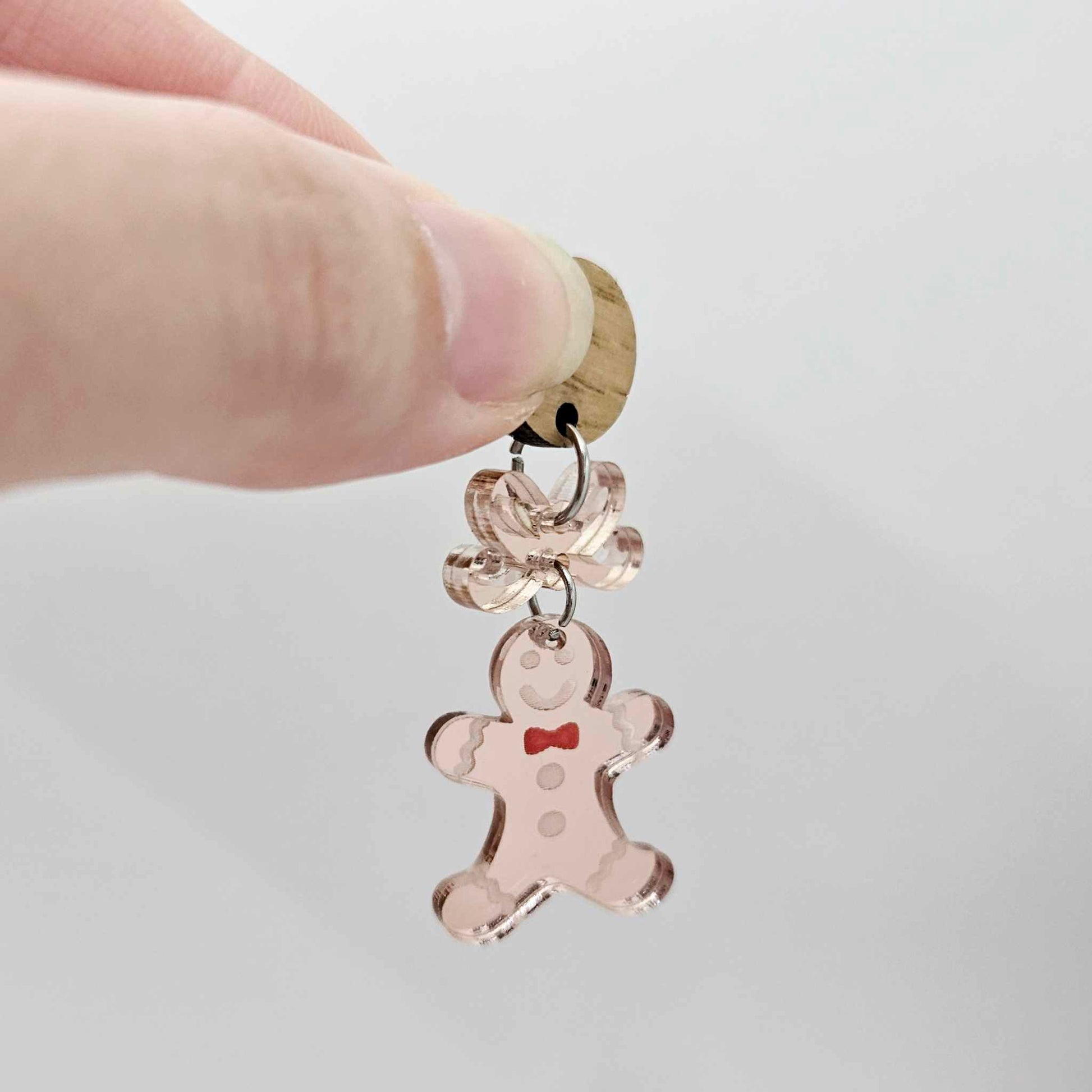 rose gold mirror gingerbread men Christmas Xmas DIY earring supplies laser cut acrylic mini small petite dangles blanks engraved paint fill kids