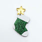 green glitter stockings Christmas DIY earring supplies laser cut acrylic dangles blanks engraved paint fill craft