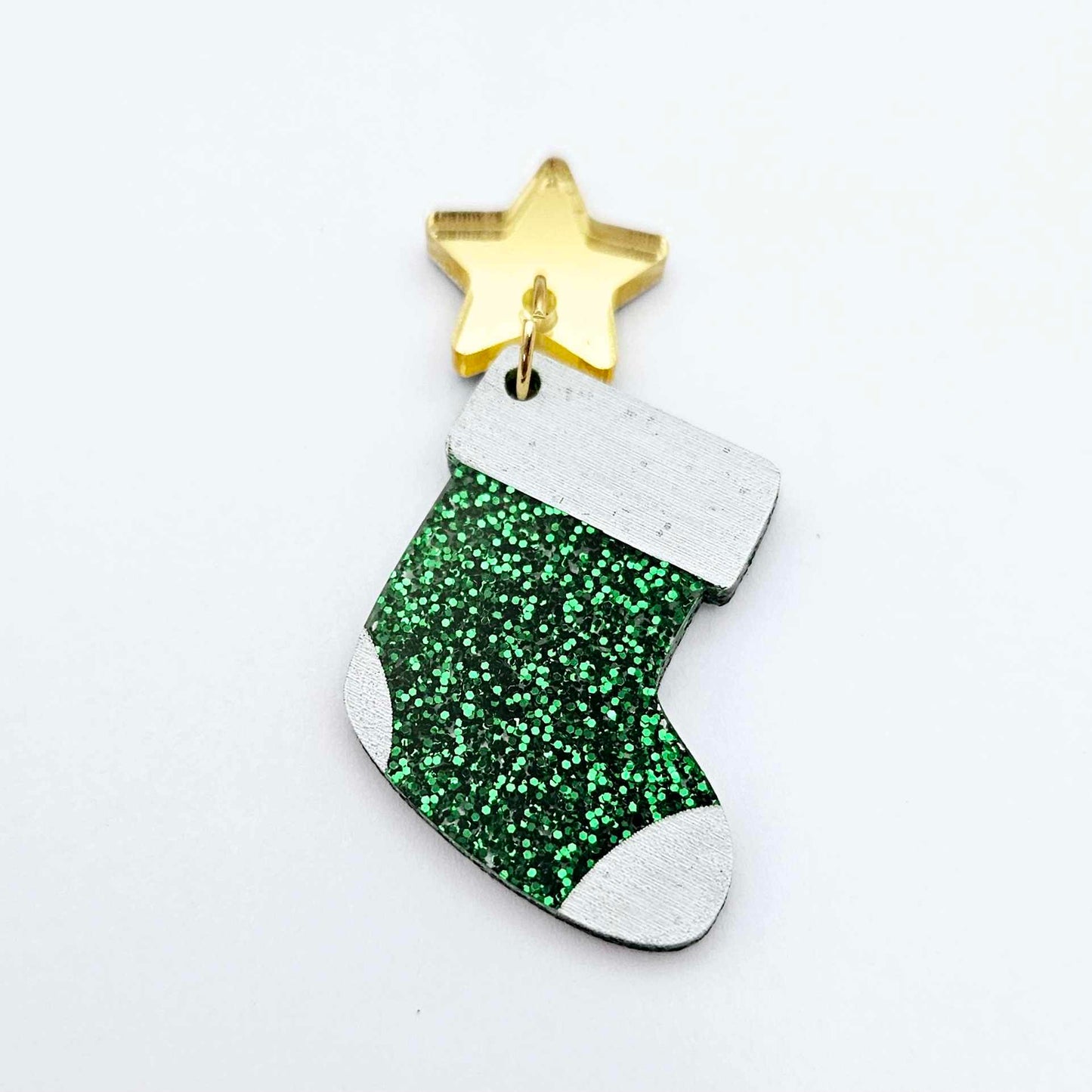 green glitter stockings Christmas DIY earring supplies laser cut acrylic dangles blanks engraved paint fill craft